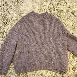 Zara Lavender Chunky Knit Sweater with Ribbed Texture